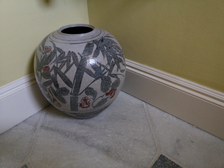 Tiled marble flooring with new lime plaster work and Keim paint finish