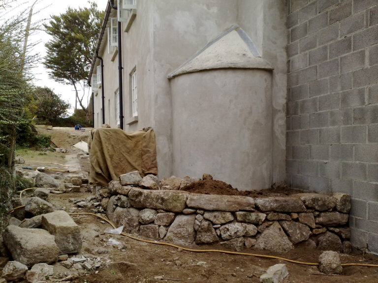 Lime render and stonework - being built in 2009